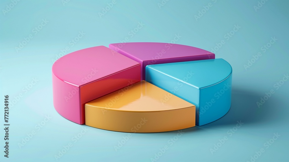 Obraz premium Business growth in 3D clay pie chart, smooth texture, isolated on solid color background, clear cut design