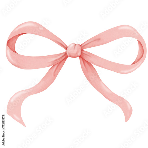 Ribbon bow watercolor illustration