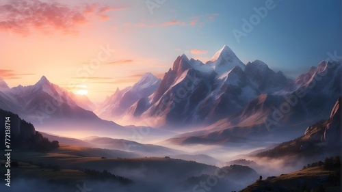 dawn in the mountain range