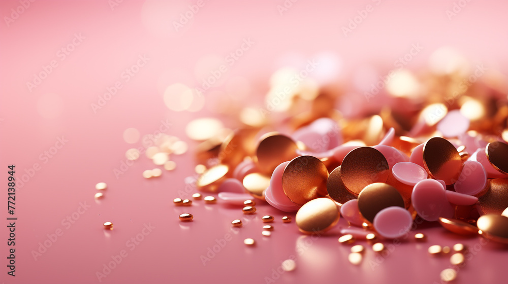 gold glitter on a simple pink background
