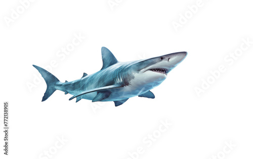 A shark gracefully glides through the clouds high above the ground © FMSTUDIO