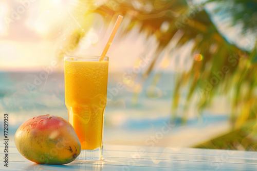 Tropical Mango Shake in Coastal Paradise