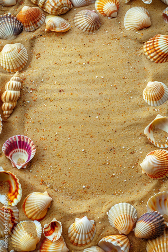 Golden Sands & Seashells, Summer Frame Composition © M.Gierczyk