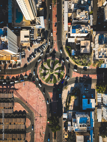 Aerial view of the road intersection in Kuwait the photo from drone for urban street and road