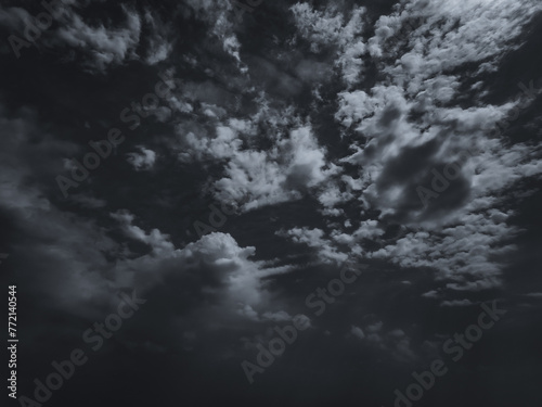 Black and white dramatic sky with dark clouds Abstract nature background