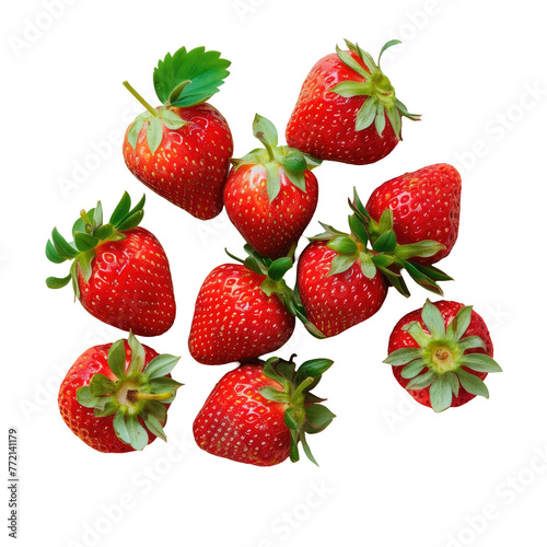 Fresh, ripe strawberries a delicious and nutritious fruit on a transparent background