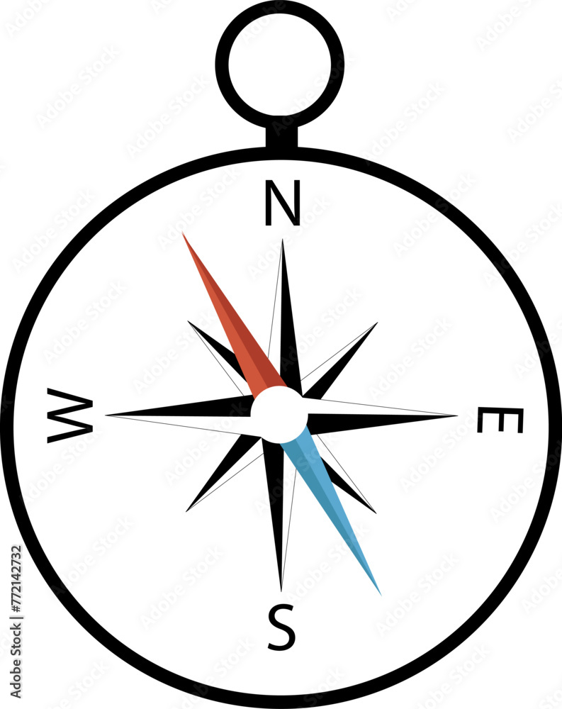 Compass icon on isolated white background