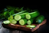 Organic Pieces fresh zucchini. Ripe vegetarian. Generate Ai