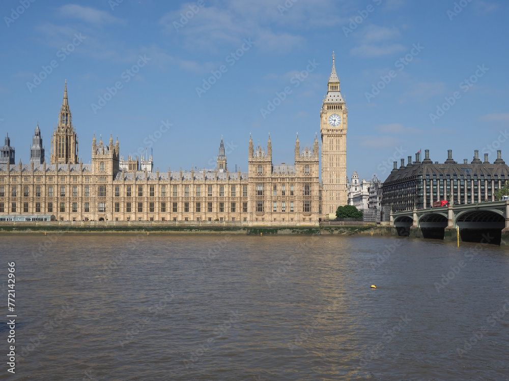 Houses of Parliament and Westminster Bridge in London