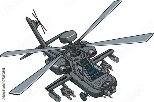 Military style apache ah-64 attack helicopter