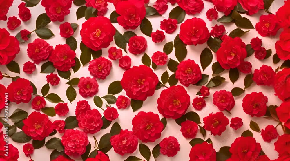 A Close-Up of a Red Flower with Green Leaves A Close-Up of a Red Flower with Green Leaves