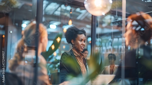 Businesswoman Reviewing Company Policies with Employees, Businesswoman, company policies, review