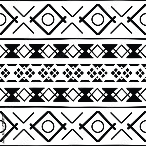Seamless pattern, ethnic background, hand drawing, vector design