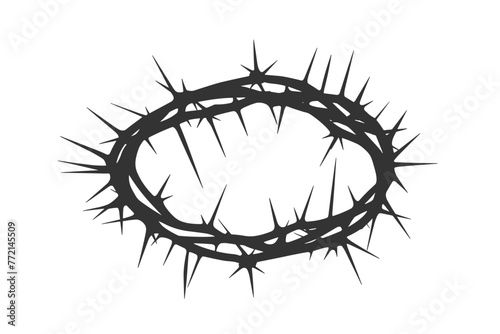 Silhouette graphic of a crown of thorns, symbolizing suffering of Jesus. Easter, christianity symbol, religion. Flat vector illustration.