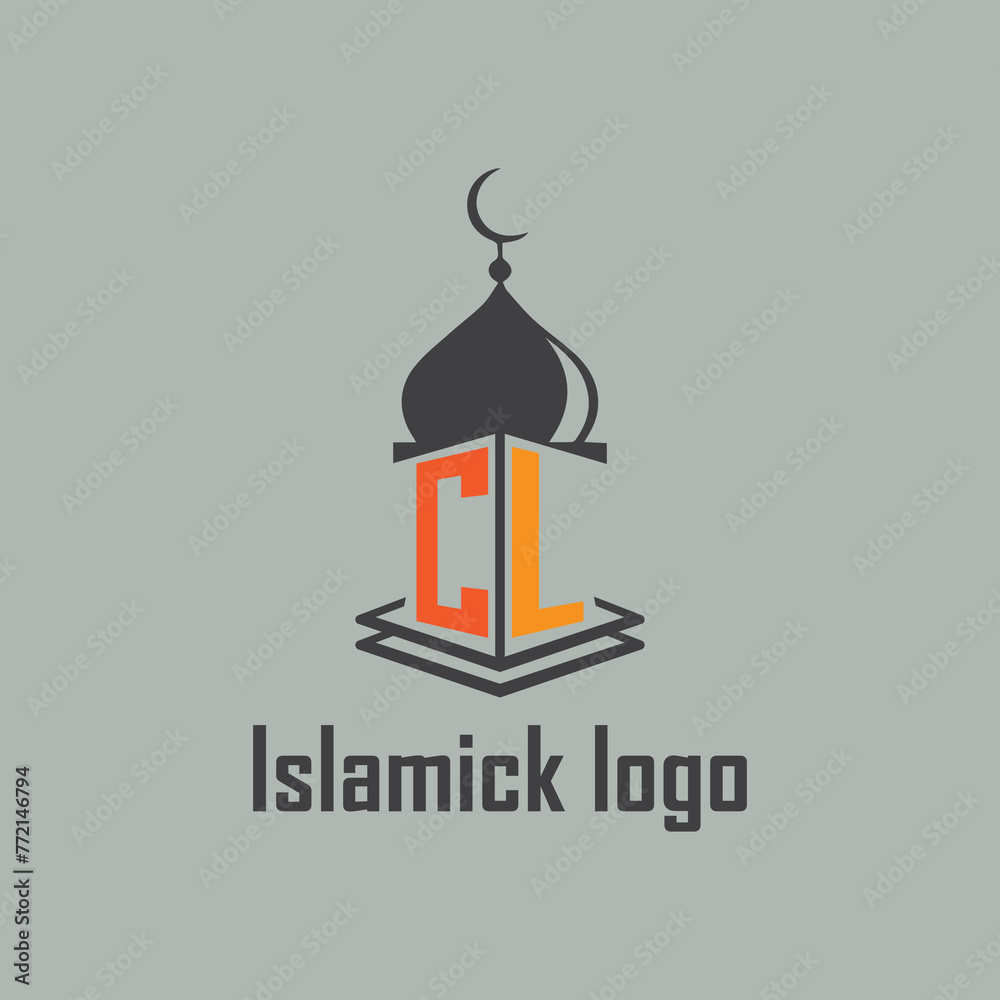 CL Islamic logo with mosque icon design. CL Islamic logo with mosque icon design.