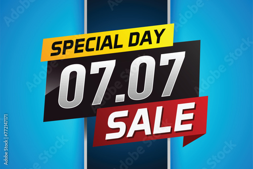 7.7 Special day sale word concept vector illustration with ribbon and 3d style for use landing page, template, ui, web, mobile app, poster, banner, flyer, background, gift card, coupon

