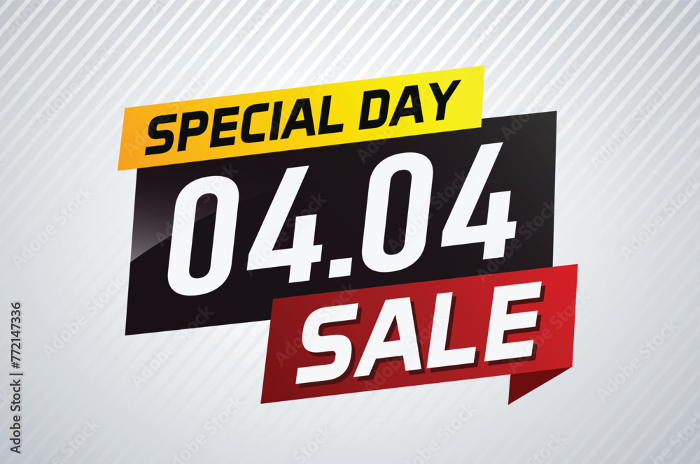4.4 Special day sale word concept vector illustration with ribbon and 3d style for use landing page, template, ui, web, mobile app, poster, banner, flyer, background, gift card, coupon
4.4 Special day sale word concept vector illustration with ribbon and 3d style for use landing page, template, ui, web, mobile app, poster, banner, flyer, background, gift card, coupon