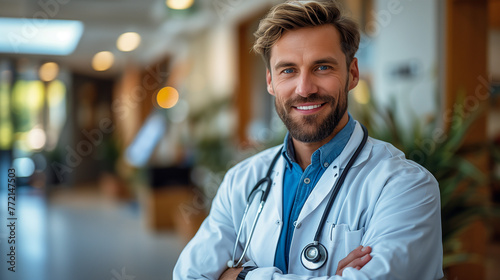 Smiling male doctor, happiness, one, cheerful, healthcare and medicine