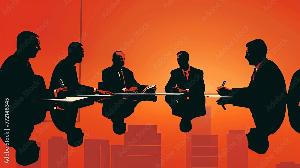 Business Executives Engaged in Contract Negotiation Meeting in Modern Office Setting