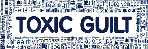 Toxic Guilt word cloud conceptual design isolated on white background.