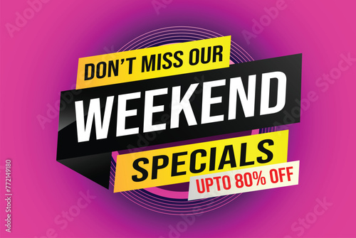 weekend specials word concept vector illustration and 3d style, landing page, template, ui, web, mobile app, poster, banner, flyer, background, gift card, coupon, label, wallpaper