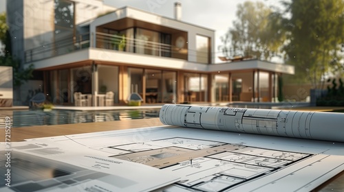 Architect's Blueprint and House Inspection Plan photo