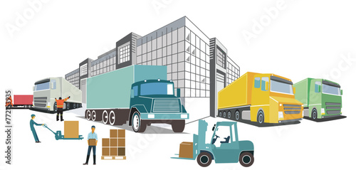 Logistik Industrie, Versand und Zustellung, illustration