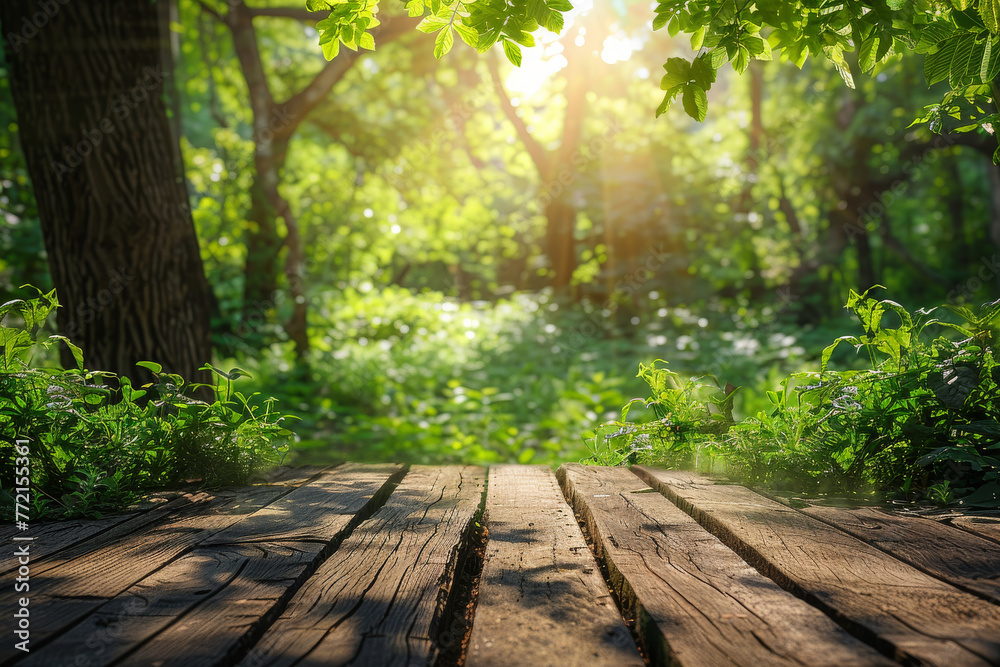 Sunlit Forest Pathway with Lush Green Trees Sunlit Forest Pathway with Lush Green Trees