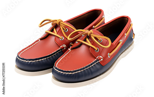A vibrant pair of boat shoes interlocked in a lively dance of color and style