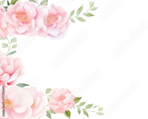 Camellias Floral Border watercolor  Floral Frame  isolated white background