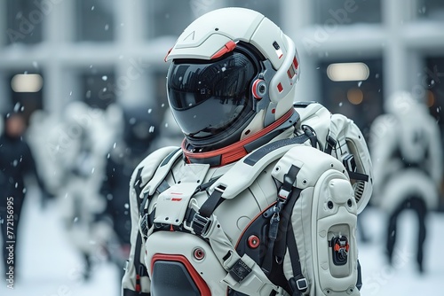 Design a fashion-forward space exploration suit, blending style with functionality