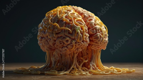 Noodle Brainstorm Creative Concept Representing a Brain Made of Noodles