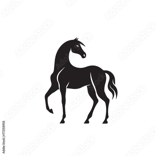 Horse in cartoon, doodle style . Image for t-shirt, web, mobile apps and ui. Isolated 2d vector illustration in logo, icon, sketch style, Eps 10, black and white. AI Generative © Alexey