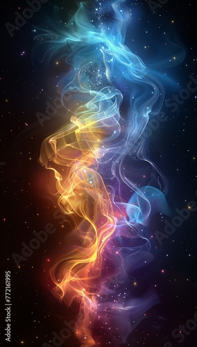 Colorful Smoke Rising in the Sky A Spectacular Sight for the Full Moon Night Generative AI