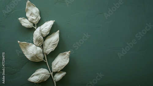 A clay-rendered botanical specimen such as a leaf or flower photo