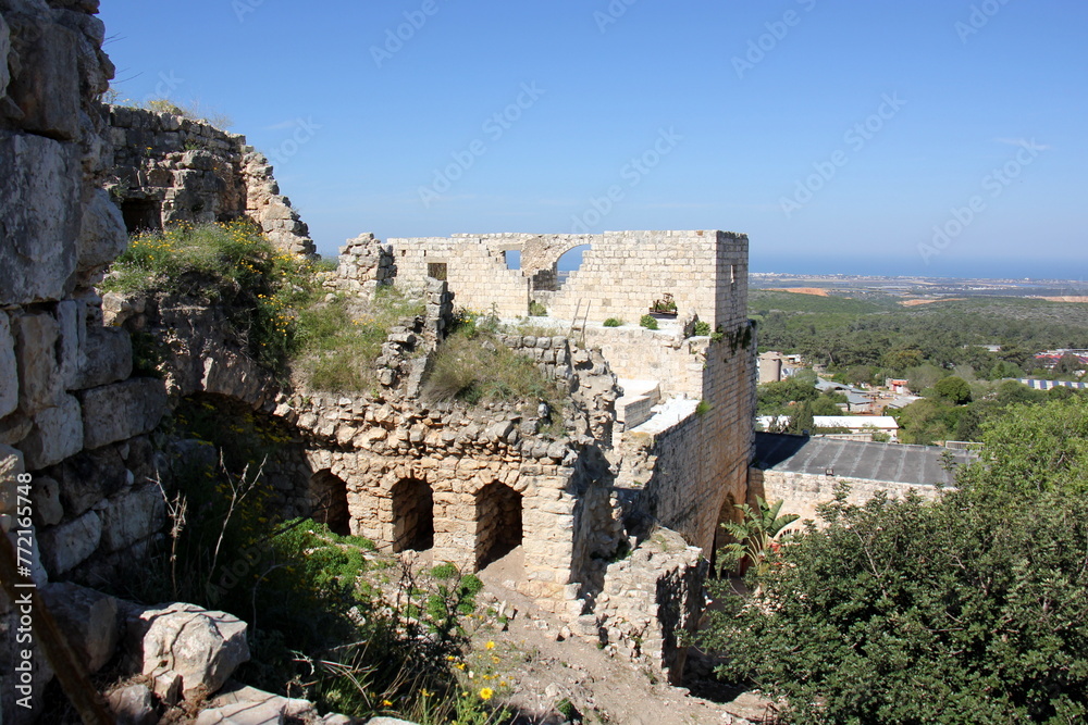 02/12/2024 Haifa Israel. Yehiam is the ruins of a Crusader and Ottoman-era fortress in western Galilee, Israel. 02/12/2024 Haifa Israel. Yehiam is the ruins of a Crusader and Ottoman-era fortress in western Galilee, Israel.