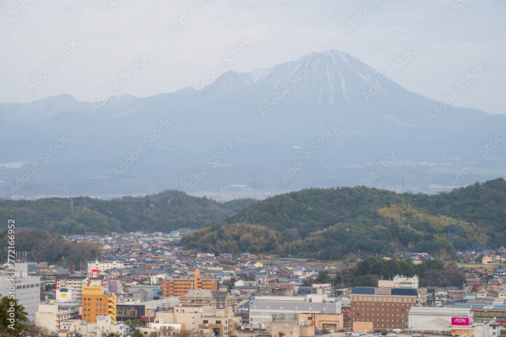 日本の鳥取県米子市の米子城跡のとても美しい風景
