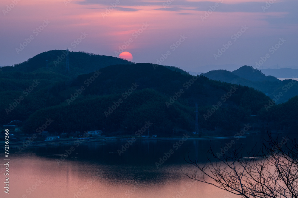 日本の鳥取県米子市の米子城跡のとても美しい風景