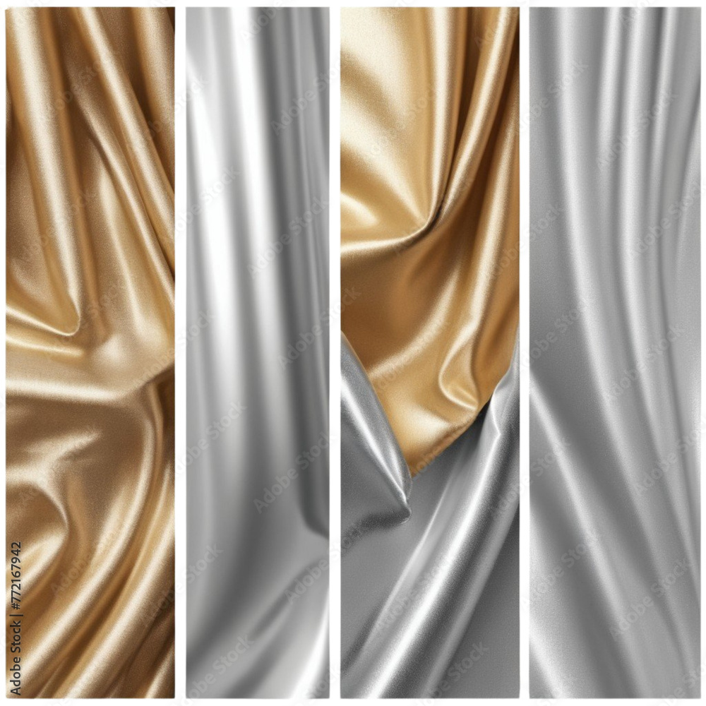 gold fabric silver foil paper on Isolated transparent background png. generated with AI gold fabric silver foil paper on Isolated transparent background png. generated with AI