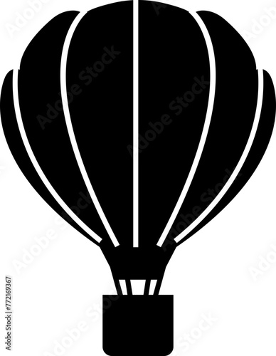 Hot Air Balloon with Basket Line and Silhouette Icon . Fly Hotair Balloon for Sky Journey Outline and Solid Symbol elements. Flight for Travel Pictogram. Isolated on transparent background.