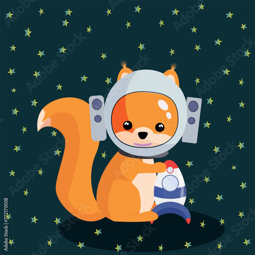 Vector drawing for children. Forest dwellers are space travelers.