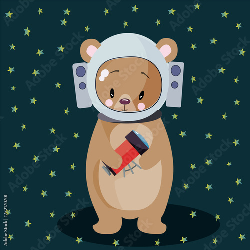 Vector drawing for children. Forest dwellers are space travelers.