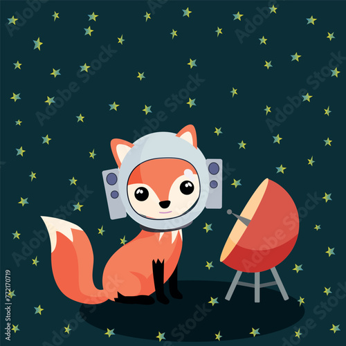 Vector drawing for children. Forest dwellers are space travelers.