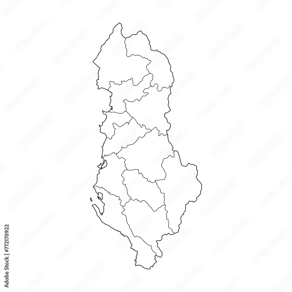 Obraz premium Hand draw map of Albania. Black line drawing sketch. outline doodle on white background.