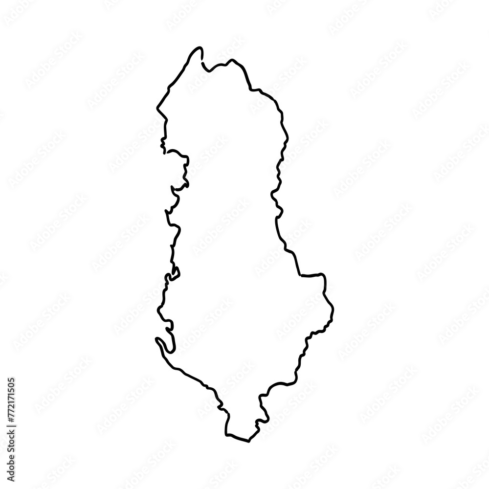 Hand draw map of Albania. Black line drawing sketch. outline doodle on white background. Hand draw map of Albania. Black line drawing sketch. outline doodle on white background.