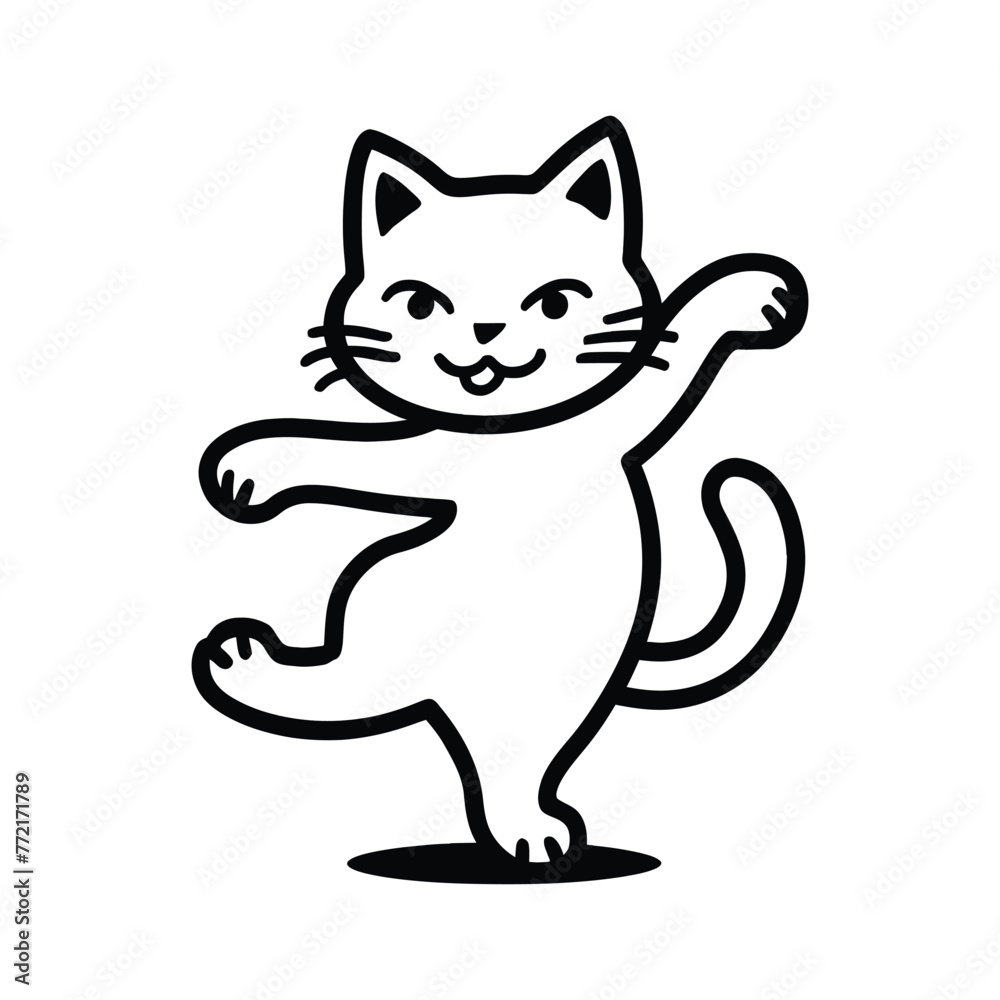Vector-isolated cat silhouette, dancing logo, print, decorative sticker