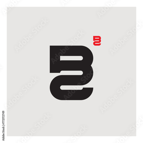 A logo combining the letter B and number 2. 2B - logotype. Vector design element or icon. B2.