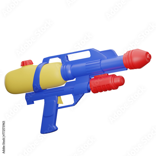 water gun toy blue and yellow 3d render.