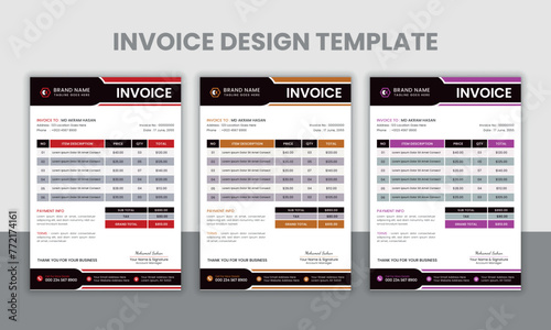 Invoice design template, Modern bill form, 