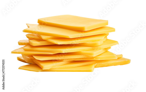 A stack of cheese slices on a white background photo